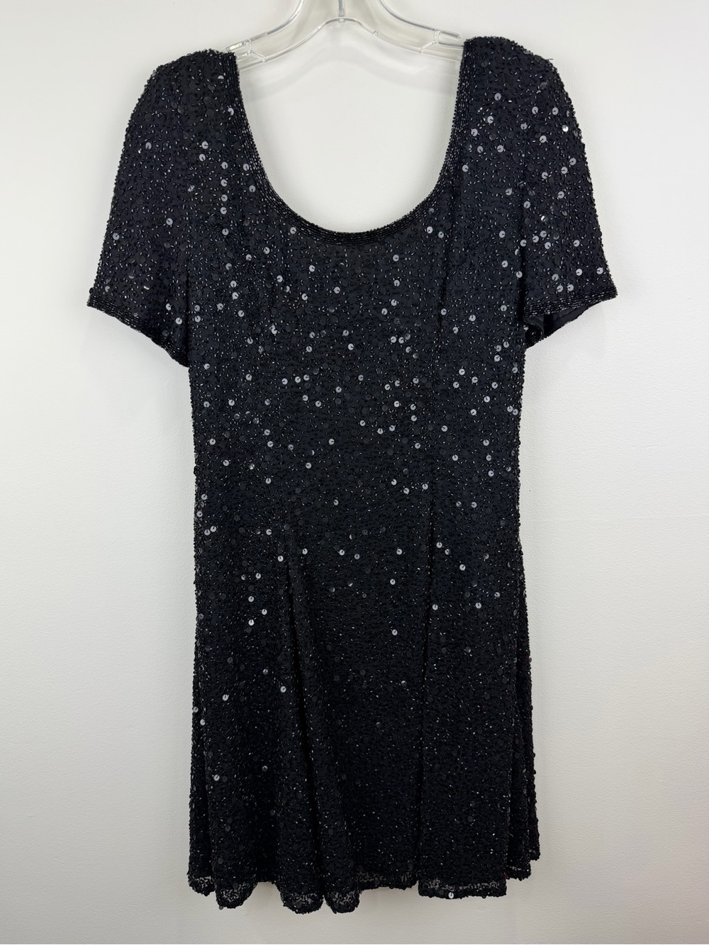 Judith Ann Creations Vintage Black Silk Beaded Sequin Mini Dress S